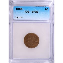 1858 FLYING EAGLE CEN, LARGE LETTERS ICG VF-30