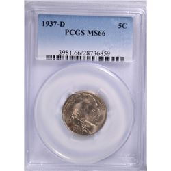 1937-D BUFFALO NICKEL, PCGS MS-66   GORGEOUS!