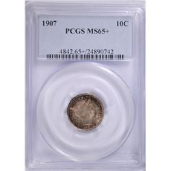 1907 BARBER DIME, PCGS MS-65+  SUPERB!!