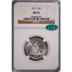 1877 SEATED LIBERTY QUARTER, NGC  MS-65 WITH CAC! ABSOLUTELY STUNNING LOOKS PL!!
