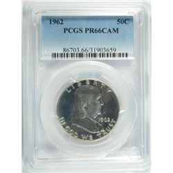 1962 FRANKLIN HALF DOLLAR, PCGS PROOF-66 CAMEO!