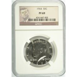 1964 KENNEDY HALF DOLLAR, NGC PROOF-69!