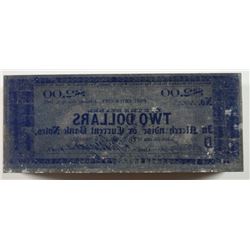 RARE TEXAS CONFEDERATE PRINTING BLOCK THAT PRODUCED A  TWO DOLLAR BEARER NOTE