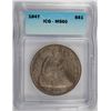 Image 1 : 1847 SEATED LIBERTY HALF DOLLAR, ICG MS-60  TOUGH COIN!!