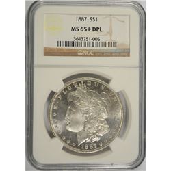 1887 MORGAN SILVER DOLLAR, NGC MS-65+ DPL  RARE!!  HUGE MONEY IN MS-66!