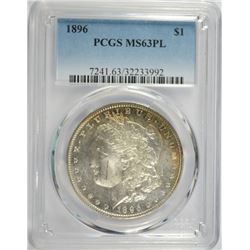 1896 MORGAN SILVER DOLLAR, PCGS MS-63 PL
