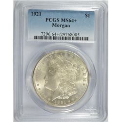 1921 MORGAN SILVER DOLLAR, PCGS MS-64+