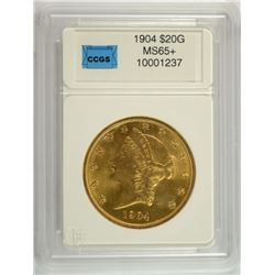 1904 $20.00 GOLD LIBERTY, CCGS MS-65+  SUPER LOOK!