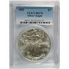 Image 1 : 2005 AMERICAN SILVER EAGLE, PCGS MS-70 RARE LISTS IN PCGS PRICE GUIDE AT $700.00