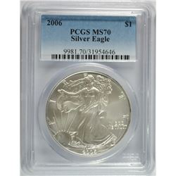 2006 AMERICAN SILVER EAGLE, PCGS MS-70 PERFECT!