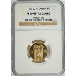 1992-W $5 PROOF GOLD COMMEN (OLYMPIC) NGC PR-69 UC