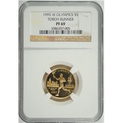 1995-W $5 PROOF GOLD COMMEN (OLYMPIC TORCH RUNNER) NGC PF-69