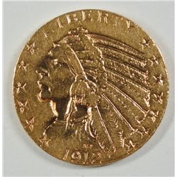 1912-S $5 GOLD INDIAN XF/AU (HARD DATE TO FIND)