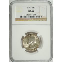 1949 WASHINGTON QUARTER NGC MS-64