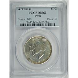 1938 ARKANSAS COMMEN HALF DOLLAR PCGS MS-63