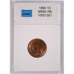 1892 INDIAN HEAD CENT, CCGS MS-64 RB