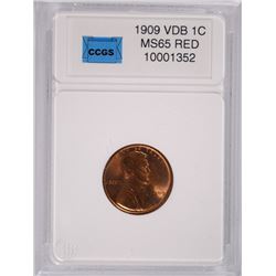 1909 VDB LINCOLN CENT, CCGS MS-65 RED