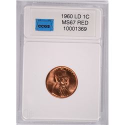 1960 LARGE DATE LINCOLN CENT, CCGS MS-67 RED