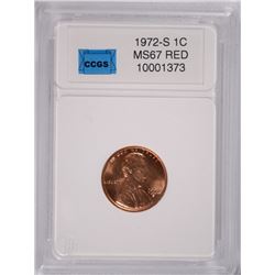 1972-S LINCOLN CENT,CCGS MS-67 RED