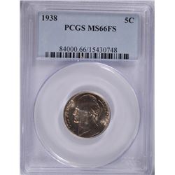 1938 JEFFERSON NICKEL, PCGS MS-66 FULL STEPS!!