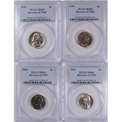 ( 4 ) 1939 REVERSE OF 1940 JEFFERSON NICKELS. , PCGS MS-65 GEMS