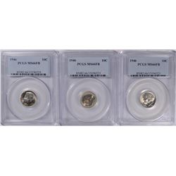( 3 ) 1946 ROOSEVELT DIMES, PCGS MS-66  FULL BANDS