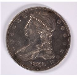 1839 CAPPED BUST, REEDED EDGE HALF DOLLAR, AU-53 NICE COIN