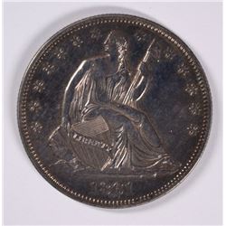 1861 SEATED HALF DOLLAR, AU-58, ALMOST PROOF-LIKE, TOUGH CIVIL WAR DATE!