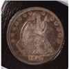 Image 1 : 1842 SEATED HALF DOLLAR, AU-53 NICE ORIGINAL COIN, DATE IS TRIPLE PUNCHED