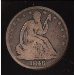 1846/6-O SEATED HALF DOLLAR, VG/F