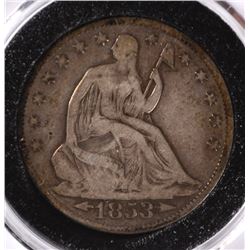 1853-O WITH ARROWS SEATED HALF DOLLAR, FINE