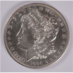 1884-S MORGAN SILVER DOLLAR, AU-55