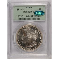 1881-S MORGAN DOLLAR PCGS MS-64 DMPL CAC OLD GREEN HOLDER