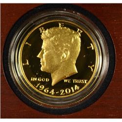 2014 GOLD 50th ANNIVERSARY KENNEDY PROOF HALF DOLLAR COIN IN ORIGINAL BOX/COA