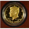 Image 1 : 2014 GOLD 50th ANNIVERSARY KENNEDY PROOF HALF DOLLAR COIN IN ORIGINAL BOX/COA