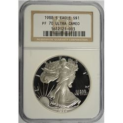 1988-S AMERICAN SILVER EAGLE, NGC PROOF-70 ULTRA CAMEO NICE!!