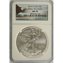 2014 AMERICAN SILVER EAGLE, NGC MS-70 EARLY RELEASES!
