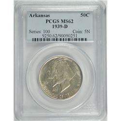 1939-D ARKANSAS COMMEN HALF DOLLAR PCGS MS-62