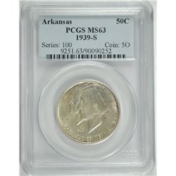 1939-S ARKANSAS COMMEN HALF DOLLAR PCGS MS-63