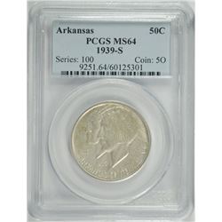 1939-S ARKANSAS COMMEN HALF DOLLAR PCGS MS-64
