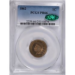 1862 PROOF INDIAN HEAD CENT PCGS PR-66 (CAC)