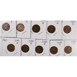 (10) 1862 INDIAN HEAD CENTS