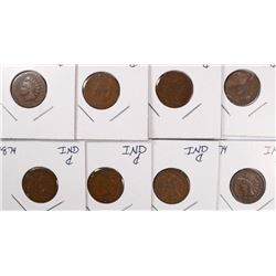 (8) 1874 INDIAN HEAD CENTS