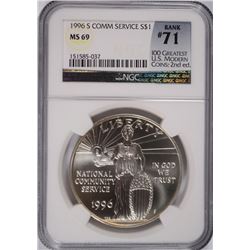 1996-S COMMUNITY SERVICE COMMEN DOLLAR NGC MS-69 (RANK #71 100 GREATEST US MODER
