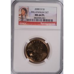 2000-D SACAGEWEA DOLLAR (MILLENNIUM SET) NGC MS-64 PL !!!!