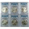 Image 1 : 2002, 2003, 2004, 2005, 2006 & 2007 AMERICAN SILVER EAGLES, ALL PCGS MS-69!