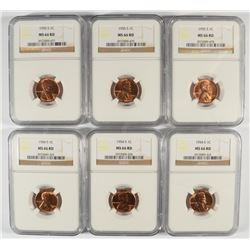 3 1954-S & 3 55-S LINCOLN CENTS NGC MS-66 RD