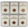 3 1954-S & 3 55-S LINCOLN CENTS NGC MS-66 RD