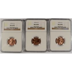 LOT OF ( 3 ) 1973-S LINCOLN CENTS, NGC MS-66 RED RARE NGC PRICE GUIDE=$325 EACH