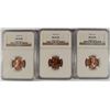 Image 1 : LOT OF ( 3 ) 1973-S LINCOLN CENTS, NGC MS-66 RED RARE NGC PRICE GUIDE=$325 EACH